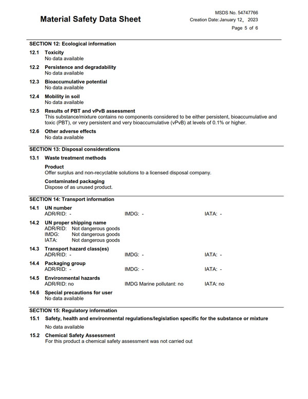 MSDS報(bào)告（英文）